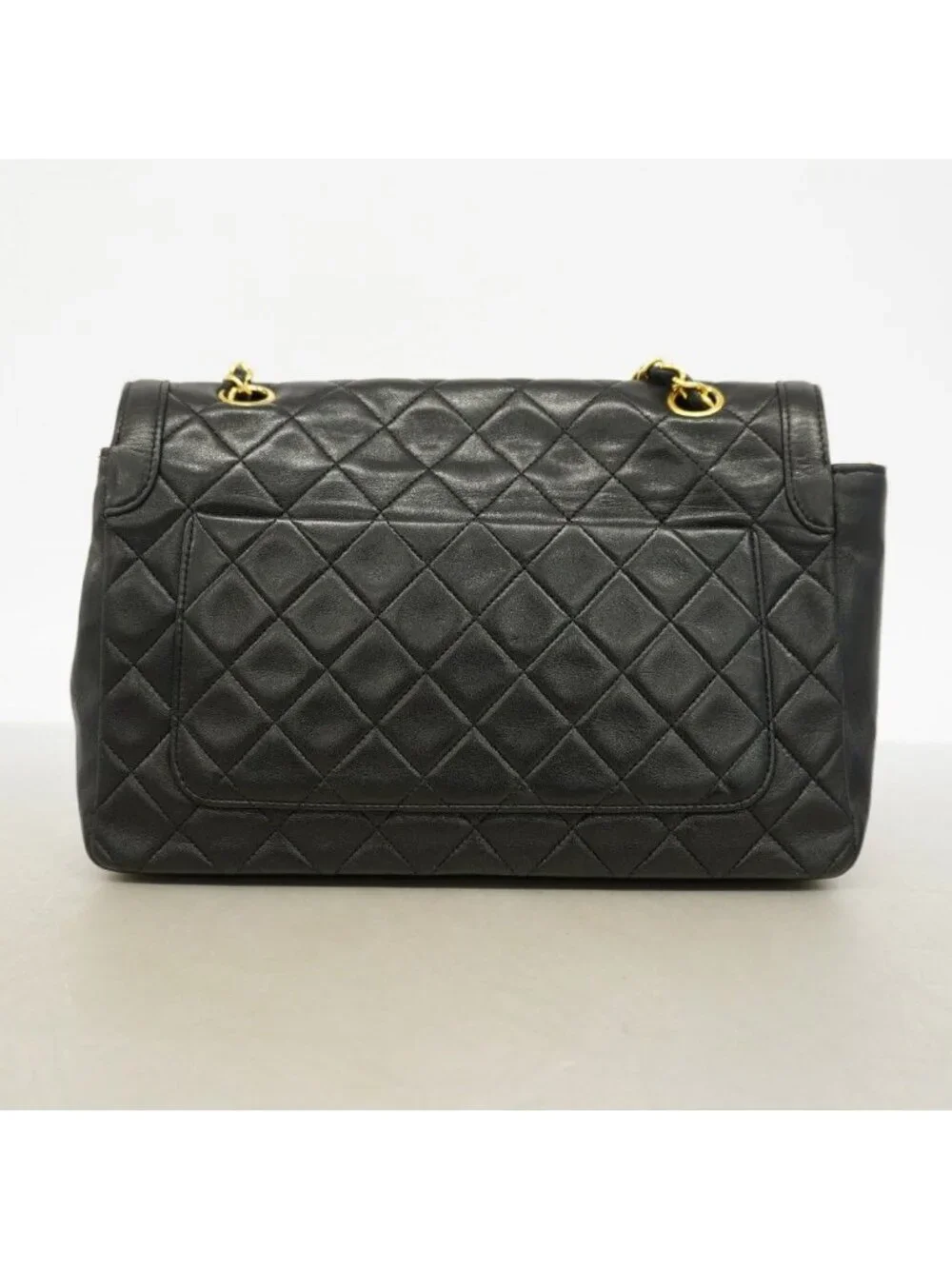 Chanel Shoulder Bag Quilted Lambskin Black Gold